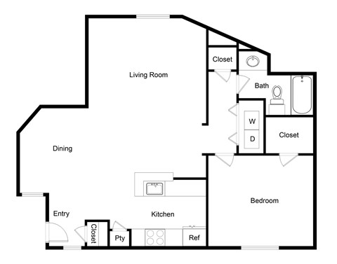 Palencia Apartments in Dallas, Texas One Bedroom Floor Plan